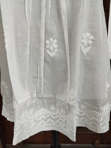 S M L XL 2XL ETHNIC HANDMADE 100% COTTON TOP KURTA KURTI CHIKAN EMBROIDERY - Picture 3 of 6