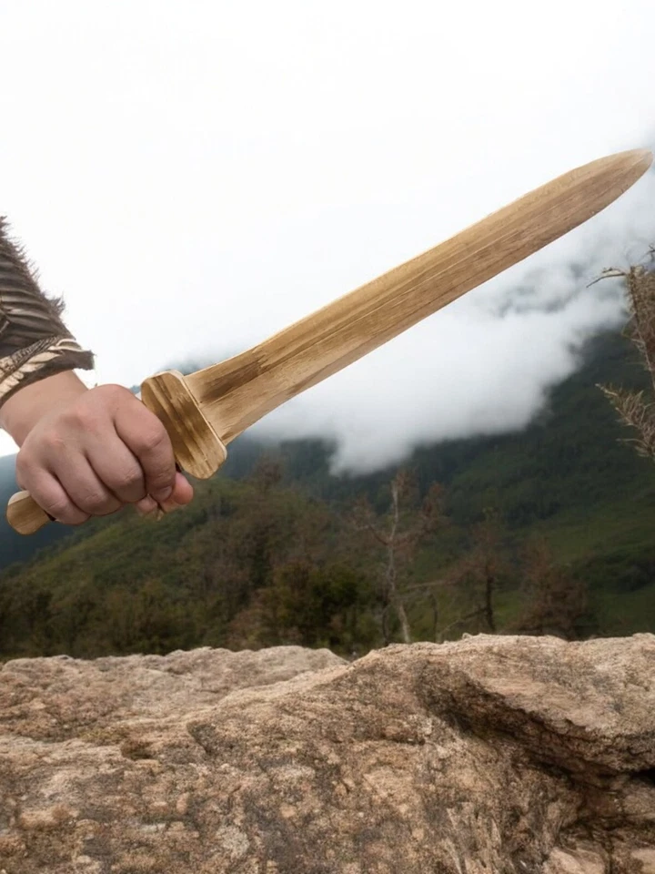  木制假装剑带黄麻包装手柄 | 2 包 | 18.8 英寸轻质 — 第 4/4 张图片