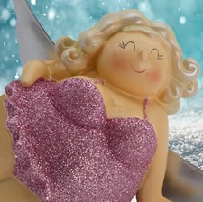 Wald-Fee Traumfänger – Rosa Mit Kupferflügeln, 15 Cm, Art-Deco Skulptur Für Garten & Wohnung