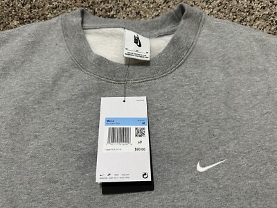 NIKE SOLO SWOOSH FLEECE CREWNECK TOP GREY WHITE DX1361-063