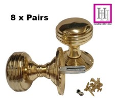 Contemporary Brass Finish Reeded Mortice Lever Door Knobs Handles Gold Knob D3