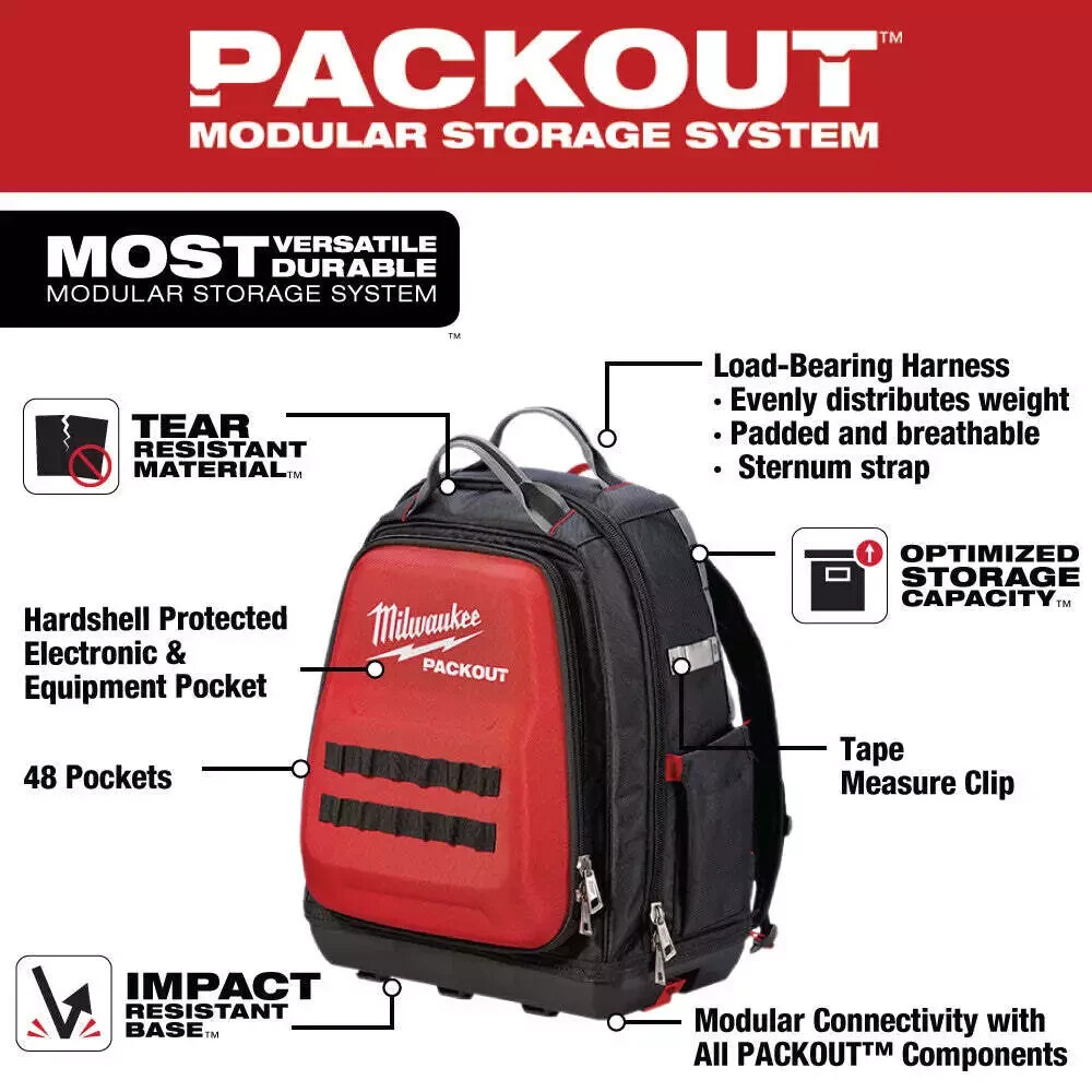 Milwaukee Jobsite Backpack Milwaukee Packout Bag Milwaukee 48-22