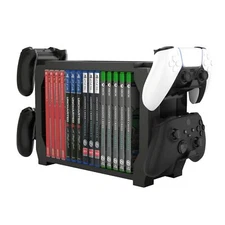 Products Games Storage Tower (Up to 15 CD Disc) For PS5 Disk Rack and Controller