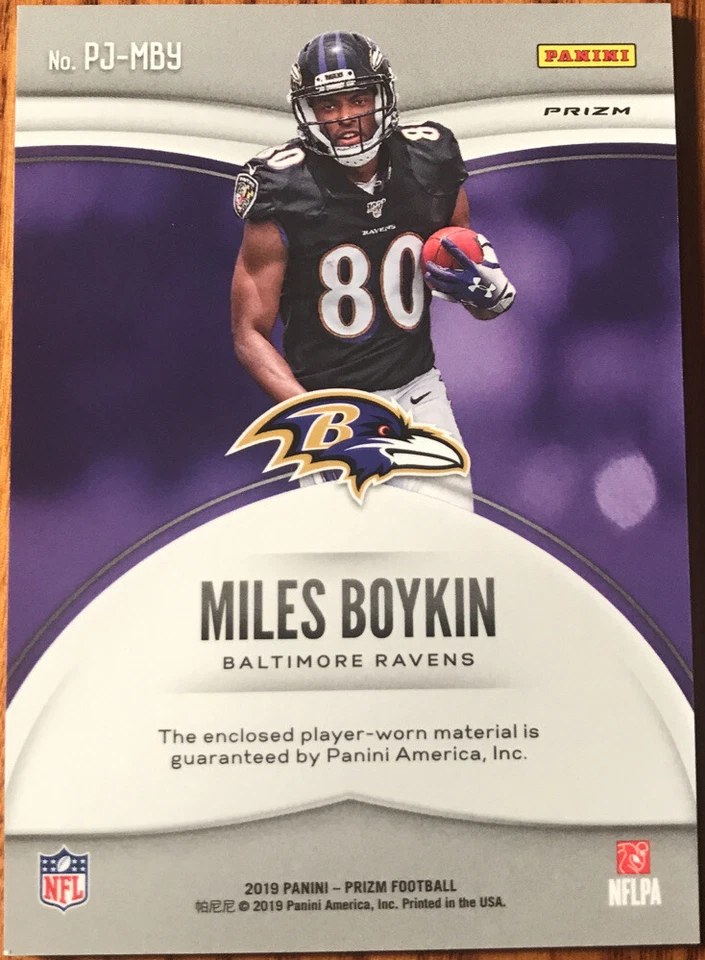 2019 Panini Prizm Premier Jerseys Miles Boykin PJ-MBY Baltimore Ravens - Image 2 of 2