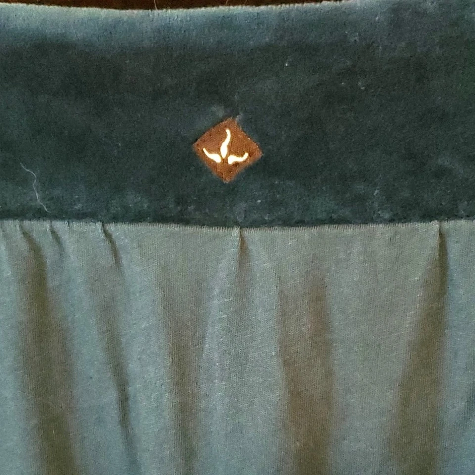 PrAna Teal Velvet Trim Tie Dye Dress Cotton Boho 3/4 Sleeve Size Small - Image 4 of 4