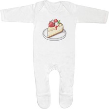 'Cheesecake Slice with Strawberries' Baby Sleepsuits (SS061660)