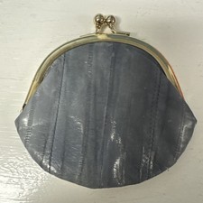 Vtg Genuine EEL Skin Kiss Lock Clutch 4  Coin Purse NEW Old Stock Made In Korea