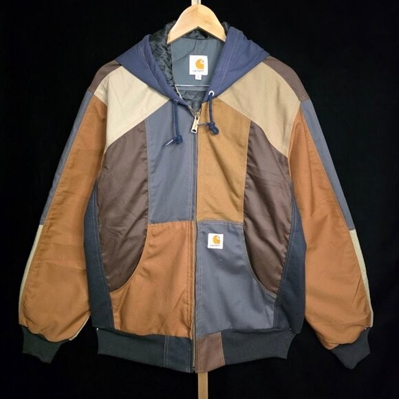 NWOT Carhartt Reworked Patchwork Quilt-Lined Canvas Hoodie