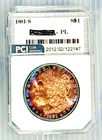 1881-S  Gem BU  +++ PL Proof-like Awesome Reflective Rainbow Toned Morgan Dollar