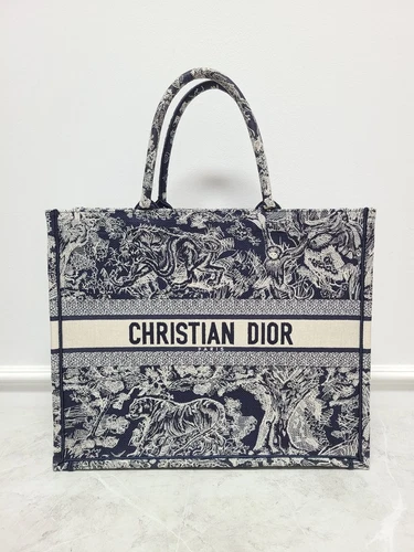 Grand sac fourre tout Dior bleu écru chalut duo 12345 92508106