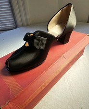 Vintage 1930s Black Satin Comfy Slippers Art Deco House Shoes