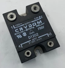 CRYDOM D1202 Solid State Relay, Input 3-32 DCV, Output 120 VAC 2.5A