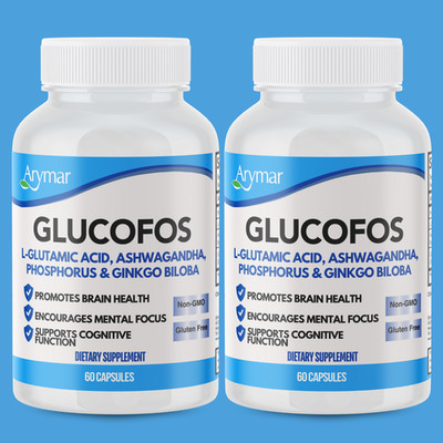 Arymar Glucofos   L-Glutamic Acid Formula for Brain Health  60 Capsules (2-Pack)