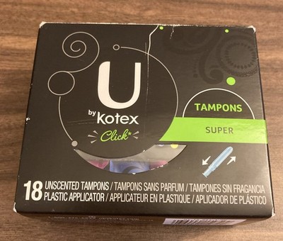 U By Kotex Click Compact Tampons, Super Absorbency Unscented, 18 Count