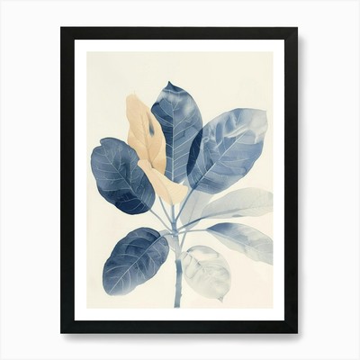 Blue Leaf 1 Art Print Framed Wall Art Poster Canvas Print Picture