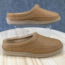 My Slippers Shoes Womens 10 Casual Slip On Moc Toe Mule Clogs Brown Leather