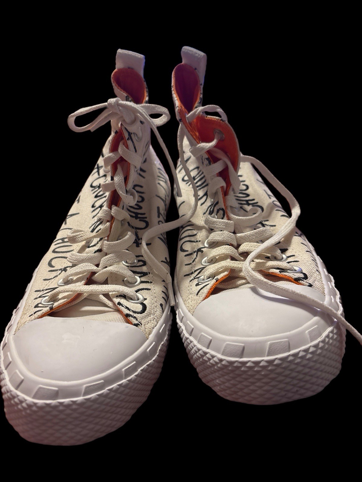 SAOLA Sneakers alte Converse crema arancione non Chuck in tela da uomo taglia 10