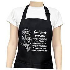 Funny Aprons for Women with 2 Pockets, Adjustable Kitchen Apron Black-god Says