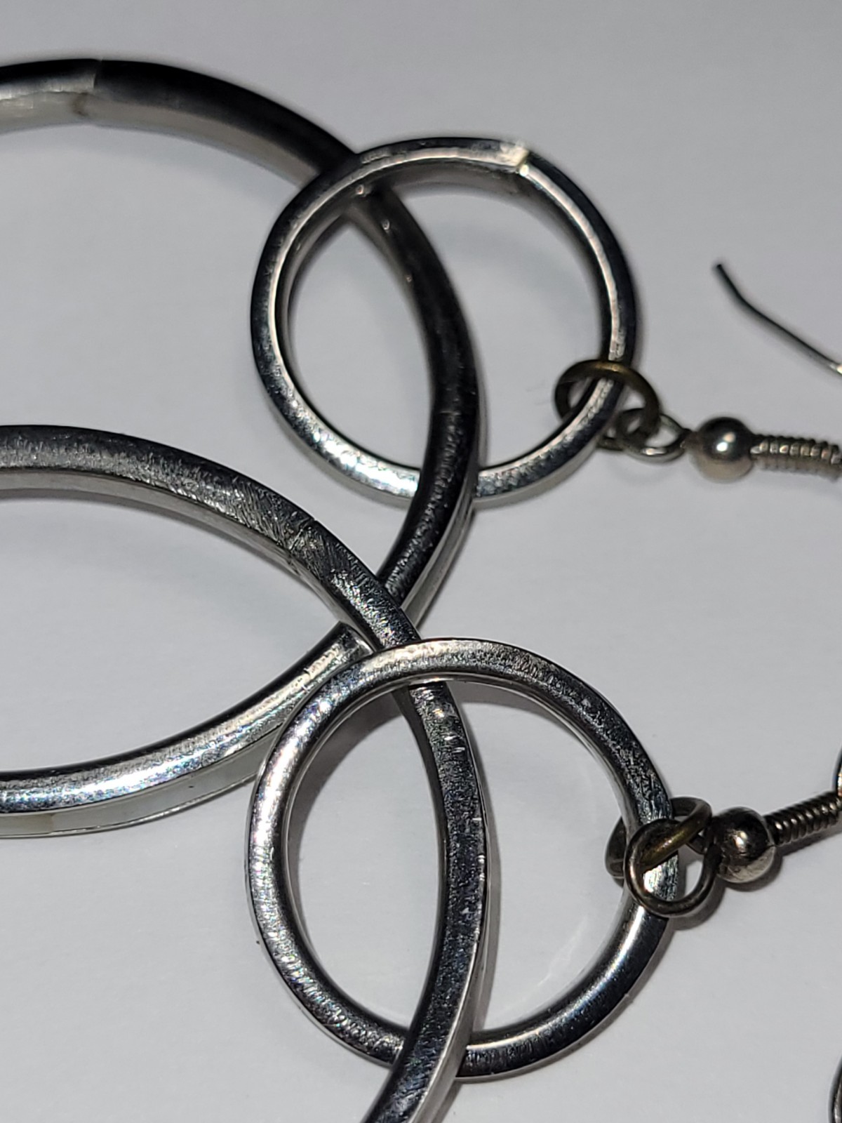 Silver Tone Double Interlocking Circle Hoop Dangl… - image 16