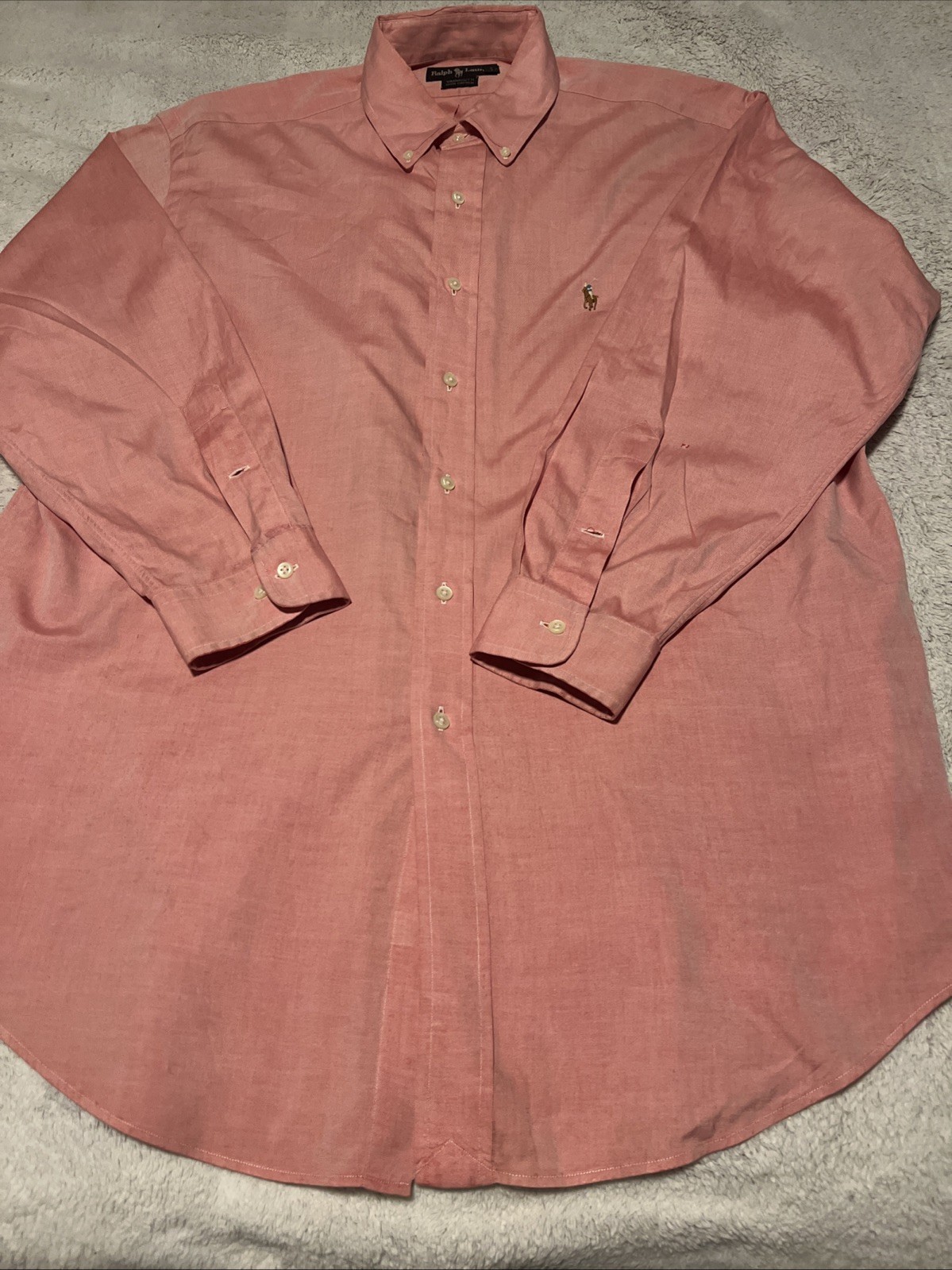 Polo Ralph Lauren camicia uomo 16 5 32 Yarmouth rosa con bottoni colore carne pony