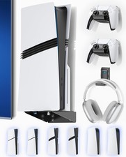 PS5/Slim/Pro Wall Mount with Headset Controller Holder, Premium white/black
