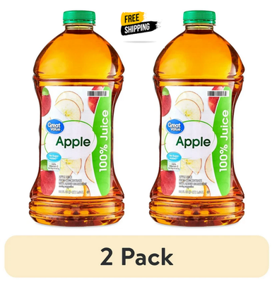 #ad 2 pack Great Value 100% Apple Juice 96 fl oz $3.98