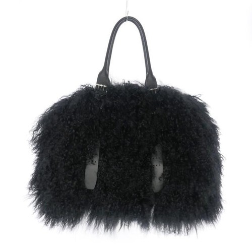 Ann Demeulemeester 23AW Benita Weekend Mongolian Shearling Tote Bag Black - Picture 2 of 7