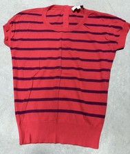 Loft Sort Sleeve Thin Striped Sweater Top With Cute Back Buttons Size Small