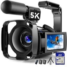 5K Video Camera Camcorder, UHD 64MP Vlogging Camera for YouTube with 3" 270  ...