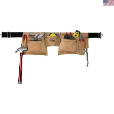 12 Pocket Suede Leather Work Apron - Ideal for Contractors & DIY Projects