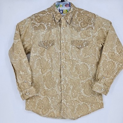 Vintage Express Rider Shirt Mens Large Western Pearl Snap Southwest Long Sleeve