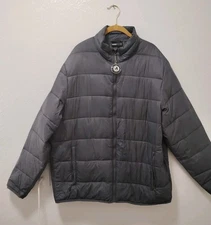 Swiss Tech dark grey puffer coat jacket mens Xlarge full zip Pockets 