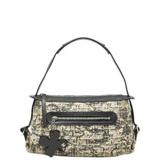 Chanel Icon Print Clover Tweed Leather Shoulder Bag Women Beige One Size