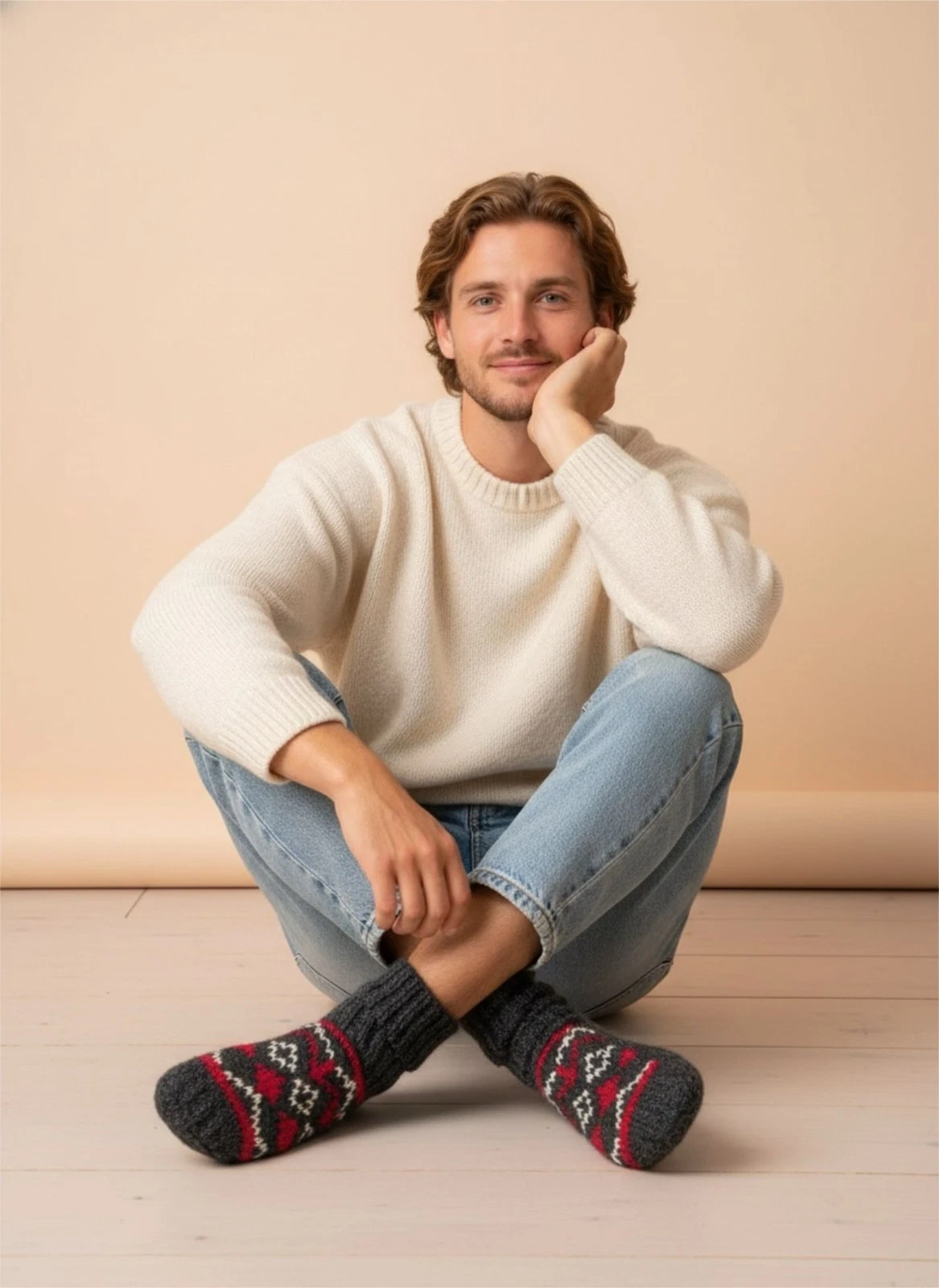 Natural wool socks Unisex/Warm socks from tweed wool yarn.