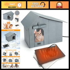 Insulated Heated Outdoor Cat House - Waterproof, Large Feral Cat Shelter with He