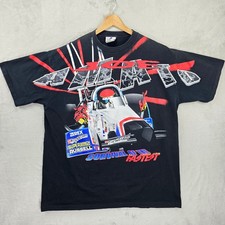 Vintage Joe Amato Logo Athletic Shirt XXL Black All Over Print NHRA AOP 90s