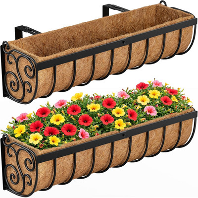 Railing Planter Boxes, 24 Inch Window Boxes Planters, Balcony Planters with Adju