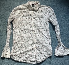 BOSS Hugo Boss Slim Fit Men's White Bird Print Long Sleeve Cotton Shirt L