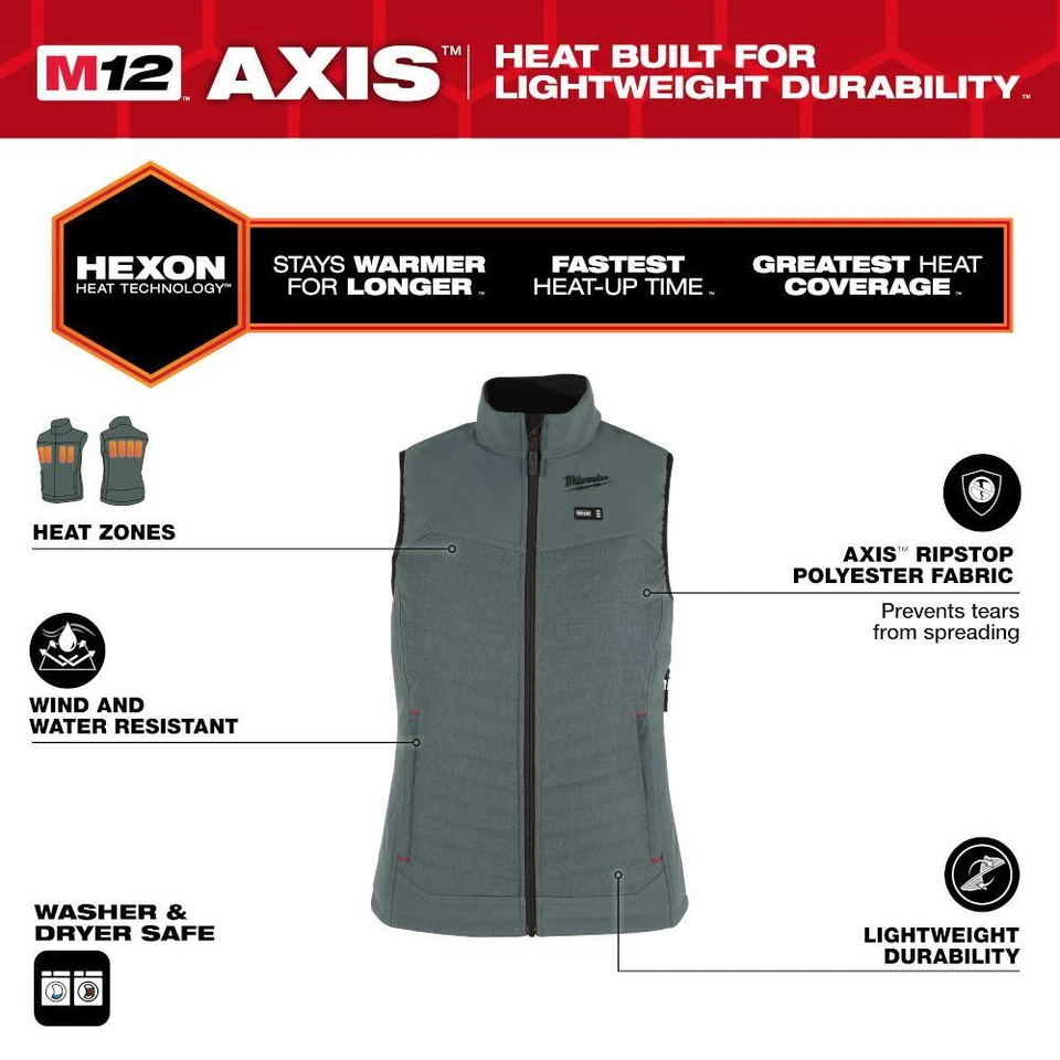 Women'S 2X-Large M12 12V Lithium-Ion Cordless AXIS Green Heated Vest Kit with (1 - Image 2 of 4