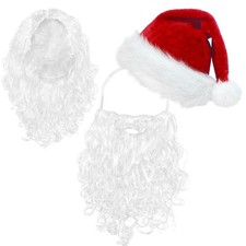 Santa Hat, Beard Wig Set for Adults Premium Santa Claus Costume Accessori...