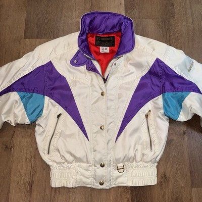 Womens Descente Ski Jacket Snow Coat Pearl White Retro Ski Bunny