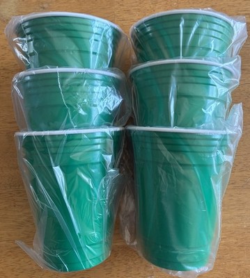 Set of 6 Green Reusable Plastic Party Cups 16 oz, Trudeau  Solo Cup Style  USA | eBay