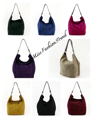 Hobo Bag Damen Wildleder Bucket mit Lederriemen