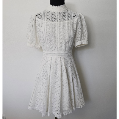 MINT *Lady Ribbon* Women's White Fit and Flare Eyelet Mini Dress S | eBay