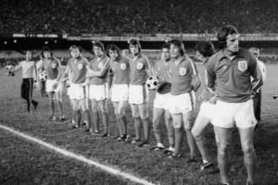 England team group line up before the kick off Brian Talbot Emlyn - Old Photo