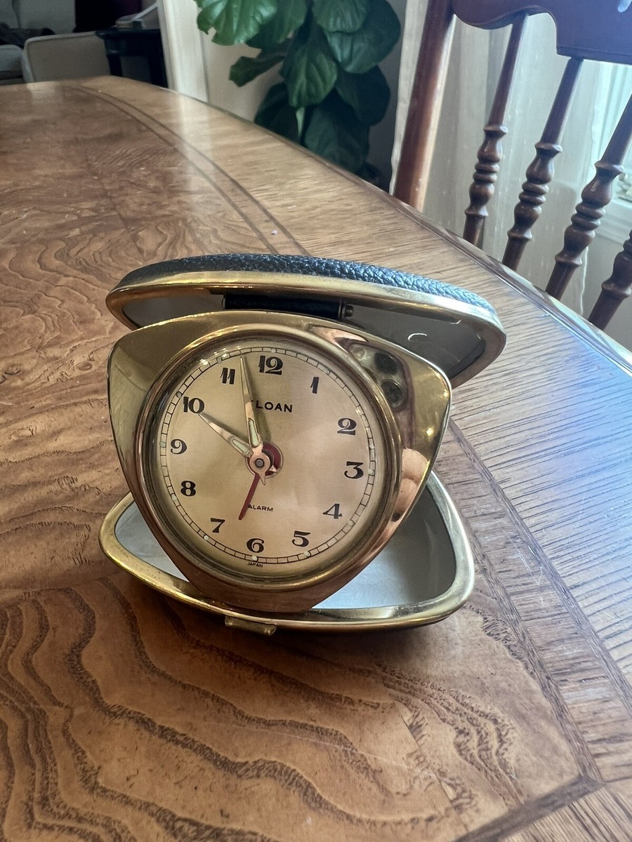 Vintage Sloan World Travel Alarm Clock Hard Clamshell Case Pebbles