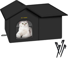 Cat House for Outdoor Cats, Weatherproof and Insulated Feral Cat House with Mat