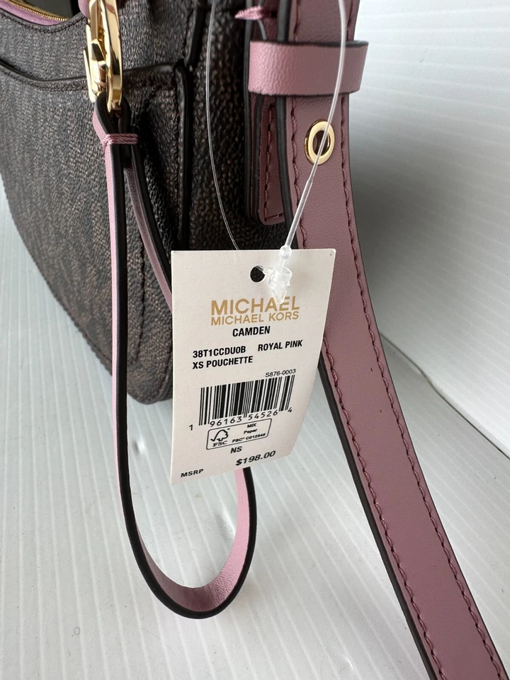 MICHAEL KORS NUEVO CON ETIQUETAS Camden Rosa Real Pequeño Mensajero Bandolera Bolso de Mano Nuevo Foto 2 de 4