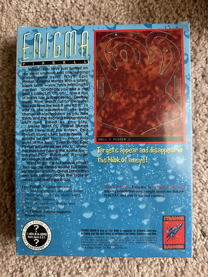 Highway Hunter And Enigma Pinball 1994 Video Game Sealed 3.5 Floppy Disk RARE - Image 3 of 4