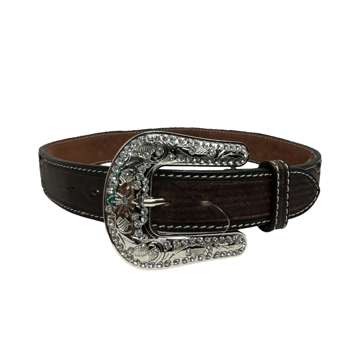 ARIAT Womens Concho Belt Black Leather Rhinestone sz 34 Western Rodeo‎ Silver Ariat Women main image 4